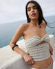 Immagine di Aghony Top a fascia in maglia testurizzata a righe Beige