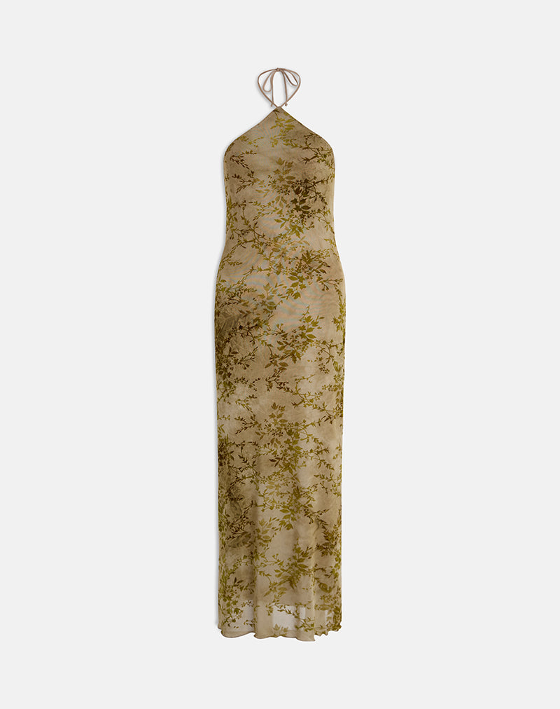 Immagine di Rabika Maxi Dress in velluto bruciato verde