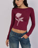 Immagine di Amabon Top a manica lunga in borgogna Blurred Rose