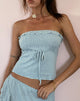 Immagine di Ameera - Top a fascia con volant in blu polvere