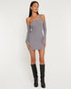 immagine di Anala Mini Dress a spalla fredda in grigio fluo