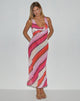 Immagine di Anira Maxi Dress in chiffon rosa a righe dipinte
