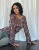 Immagine di Arcelia Top in rete a maniche lunghe in Botanical Shadow Brown