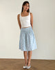 immagine di Asada Midi Skirt in percalle a fiori blu
