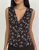 Immagine di Asali Top in chiffon a fiori marrone