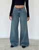 Immagine di Roomy Jeans oversize a vita bassa in blu vintage verde