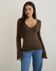 Immagine di Ashla Top in maglia trasparente Cioccolato Scuro