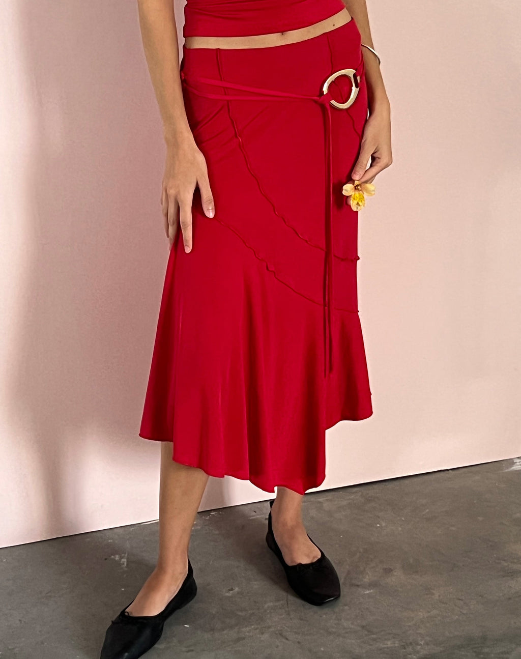 Gonna midi Kimiko in rosso