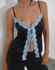 Immagini di Bahela Tie Front Cami Top nero con pizzo blu