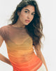 Immagine di Bastille Top in maglia stampata arancione Sunset