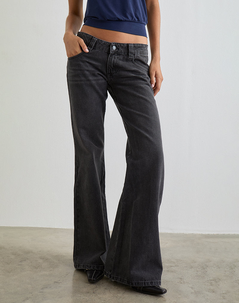 Jeans a vita bassa Bell Bottom in nero vintage
