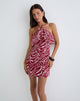 Immagine di Beyza Mini Dress Halter in Zebra Print Rosso