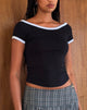 Immagine di Bitha Crop Top nero con profili bianchi