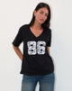 Immagine di Blaine Tee oversize in nero con ricamo in pizzo bianco 86