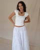 Immagine di Bovillo Lace Trim Tee a costine in bianco sporco