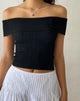 Immagine di Brenda Top Bardot in maglia nera con rosone