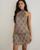 Immagine del vestito Briani con scollo a mezzaluna in check plisse marrone