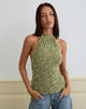Immagine di Burkie Top a collo alto in Pretty Petal Flock Olive