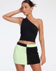 immagine di Caisa Mini Skirt in crêpe nero e lime