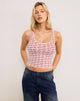Immagine di Carillo Top in bianco con testo Lucky You in rosso
