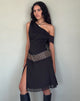 Immagine di Carissa One Shoulder Chiffon Midi Dress in nero