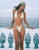 Immagine di Cerry Bikini Top con perline in avorio con rilegatura marrone