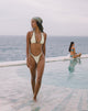 Immagine di Farida Bikini Bottom in Ivory with Brown Binding