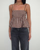 Immagine di Charlita Frill Cami Top in Gingham Tonale Marrone