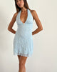 image of Codami Mini Dress Halterneck in pizzo blu ghiaccio