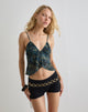 Immagine di Cojira Top a farfalla in rete con motivo Paisley blu tonale