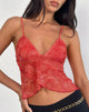 Immagine di Cojira Top a farfalla in rete con motivo Paisley tonale rosso