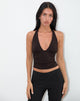 Immagine di Cosmo Halterneck Top in Jersey Chocolate Brown