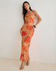 Immagine di Dalesio Maxi Dress in Watercolour Hibiscus Orange