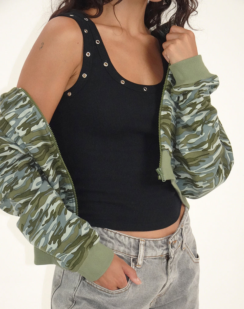 Gilet a coste Dax Eyelet in nero