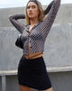 Immagine di Kelly Shirt in Mesh Diagonal Dogtooth Nero e Tan