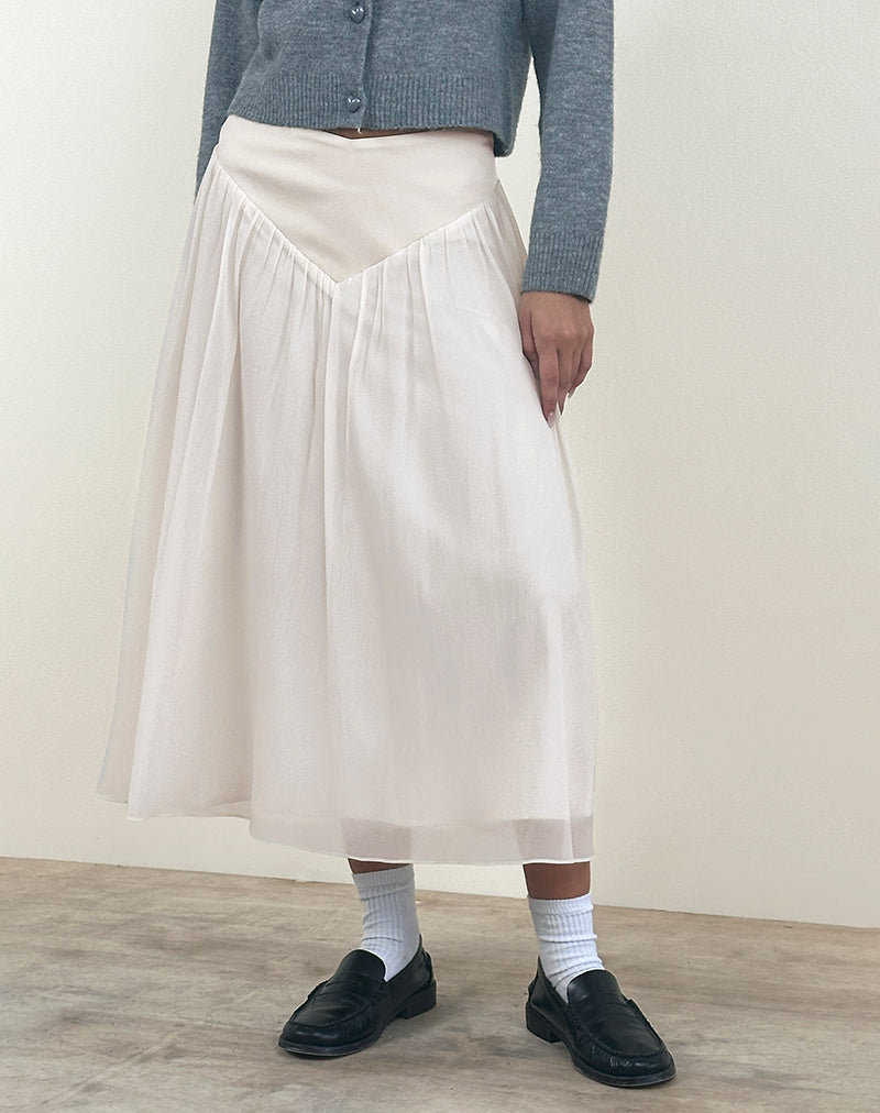 Derika - Maxi gonna con vita a V in crema