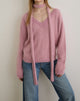Immagine di Dikara: maglione con sciarpa in maglia rosa polvere
