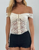 Immagine di Dovica, top corsetto in pizzo rosa canina avorio