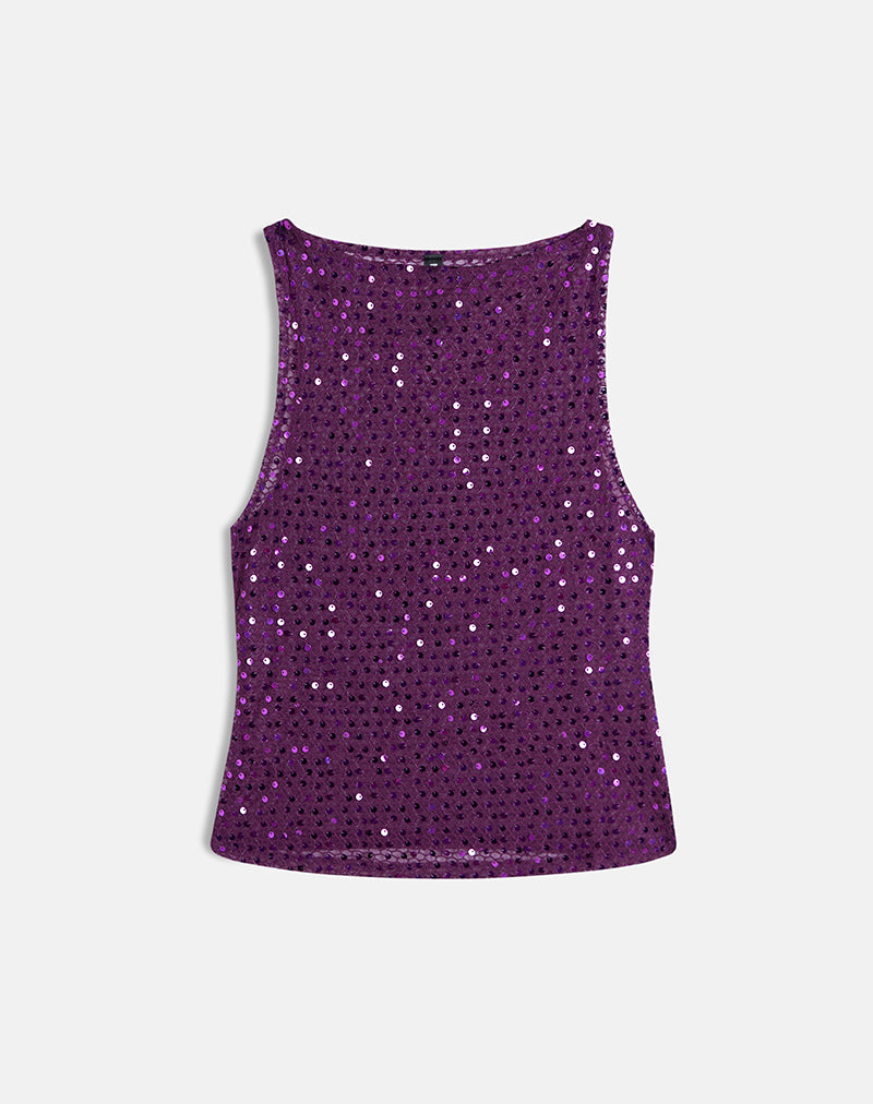 Image Dudley - Canotta in maglia di paillettes - Vino prugna