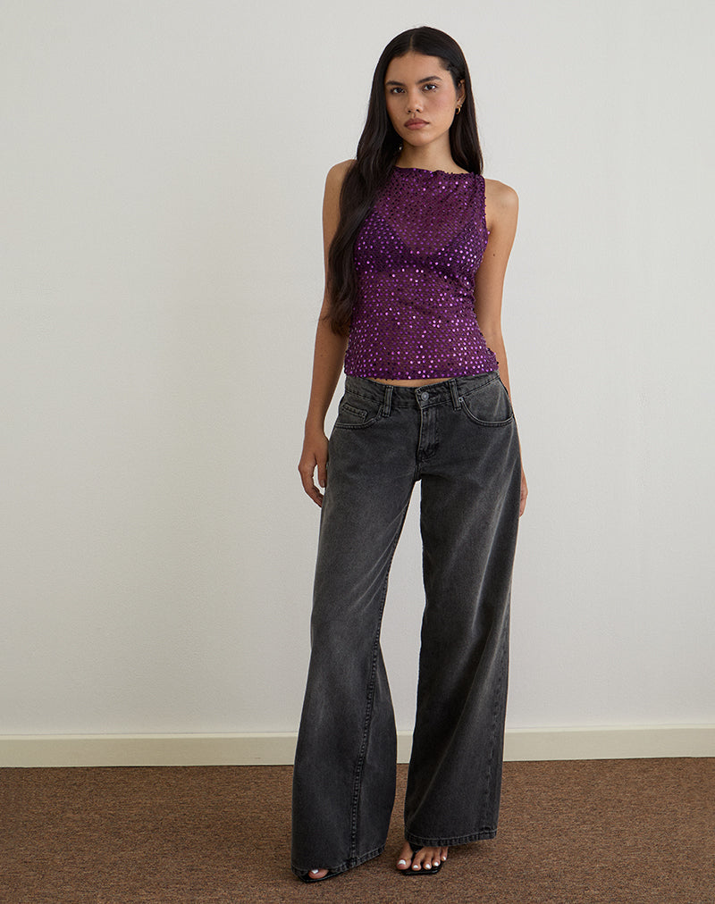 Image Dudley - Canotta in maglia di paillettes - Vino prugna