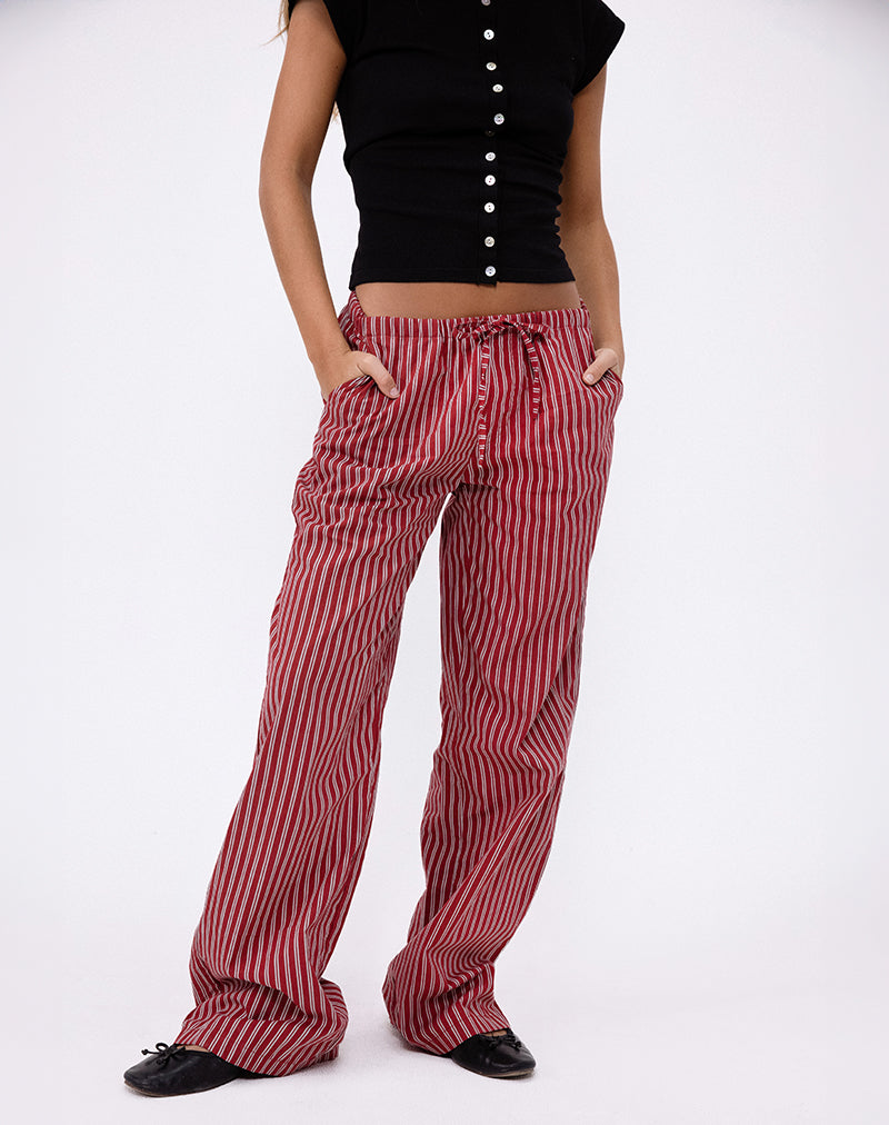 Pantaloni casual Lirura a righe marroni