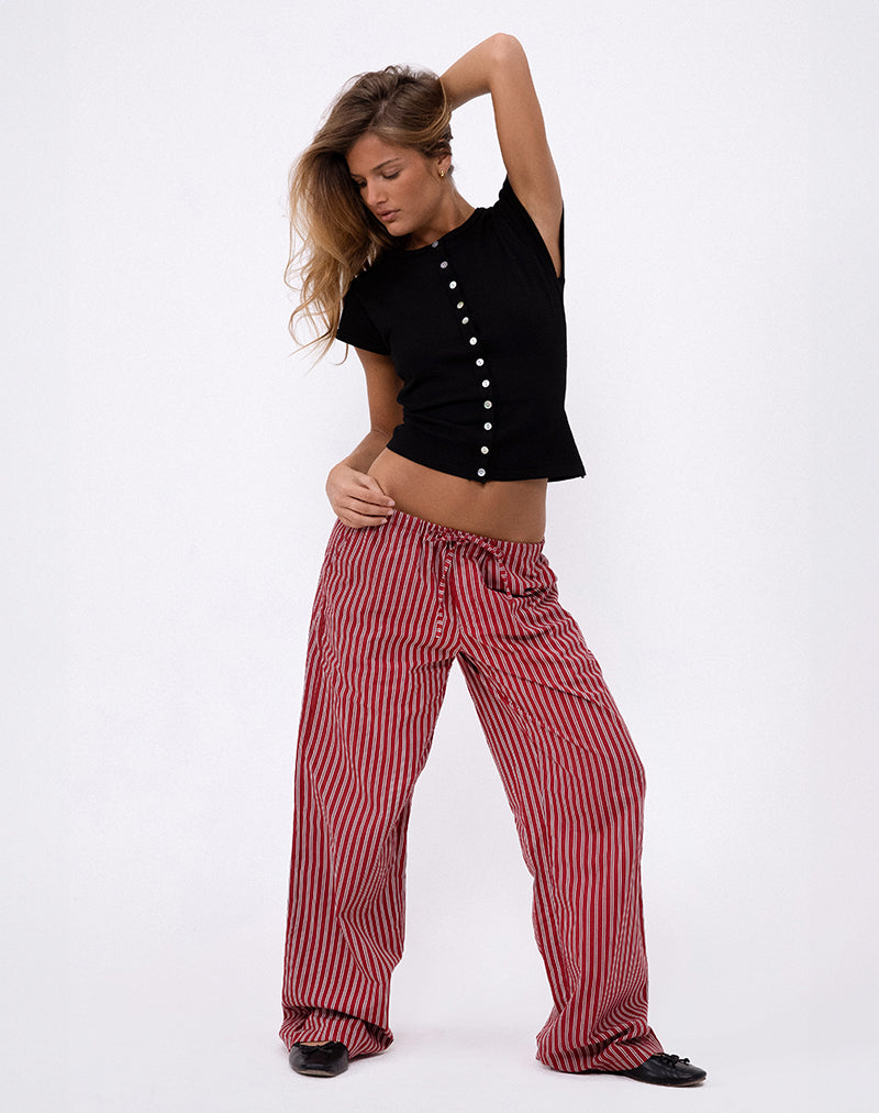 Pantaloni casual Lirura a righe marroni