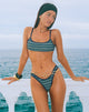 Immagine di Elvina Bikini Top a righe irregolari verde