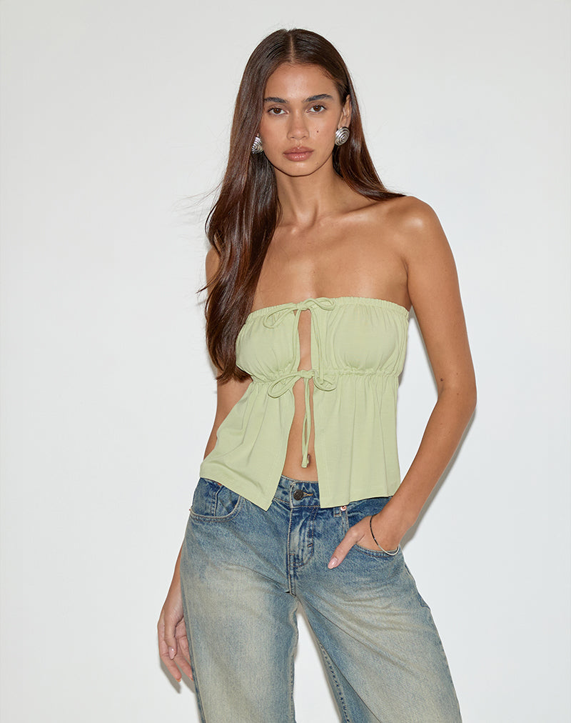 Top a fascia Ender Tie in Rayon Pistacchio