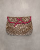 Immagine della borsa per il trucco pieghevole in leopardo con fiocco rosso