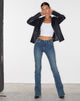 immagine di Jeans sfrangiati a vita bassa in marrone blu acido