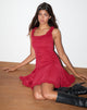 Immagine di Fulvia Slip Mini Dress con volant in rosso intenso