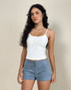 Immagine di Samila Hotpant con cuciture in pelle scamosciata blu polvere