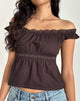 Immagine di Gapita Bardot Top in Popeline Deep Mahogany