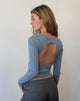 Immagine di Gelbon Open Back Long Sleeve Top in Rib Powder Blue